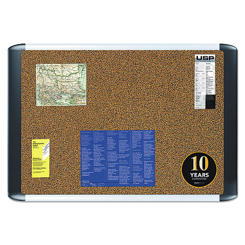 MasterVision Tech Cork Board, 36 x 24, Tan Surface, Silver/Black Aluminum Frame (MVI030501)