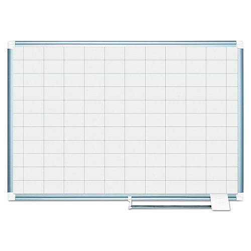 MasterVision Gridded Magnetic Steel Dry Erase Planning Board, 2 x 3 Grid, 48 x 36, White Surface, Silver Aluminum Frame (MA0593830)