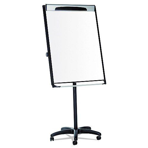 MasterVision Platinum Mobile Easel, 29 x 41, White Surface, Black Plastic Frame (EA48066720)