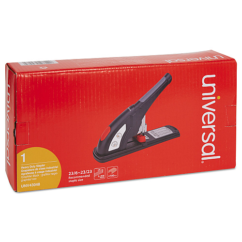Universal Heavy-Duty Stapler, 200-Sheet Capacity, Black/Graphite/Red (UNV43048)