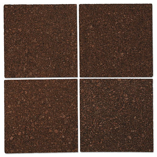 Universal Cork Tile Panels, 12 x 12, Dark Brown Surface, 4/Pack (UNV43403)