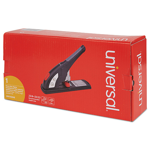 Universal Heavy-Duty Stapler, 200-Sheet Capacity, Black/Graphite/Red (UNV43048)
