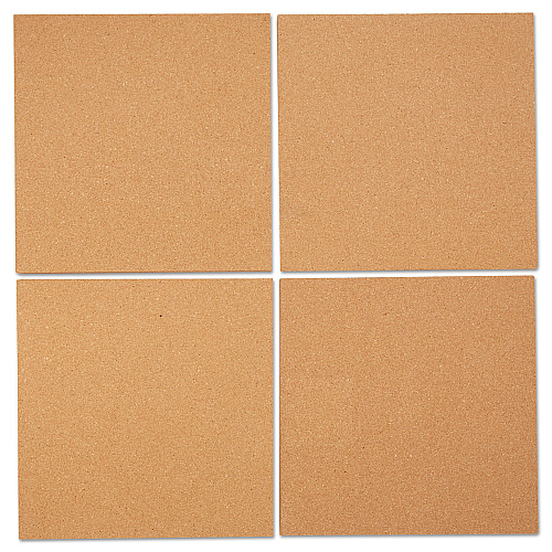 Universal Cork Tile Panels, 12 x 12, Brown Surface, 4/Pack (UNV43404)