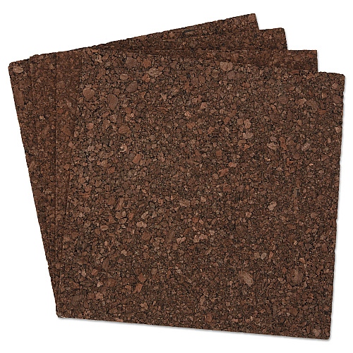 Universal Cork Tile Panels, 12 x 12, Dark Brown Surface, 4/Pack (UNV43403)