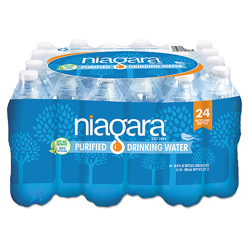 Niagara Bottling Purified Drinking Water, 16.9 oz Bottle, 24/Pack, 2016/Pallet (05L24PLT)