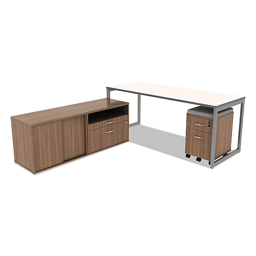 Alera Open Office Desk Series Adjustable O-Leg Desk Base, 47.25 to 70.78w x 23.63d x 28.5h, Silver (ALELSTB24GR)