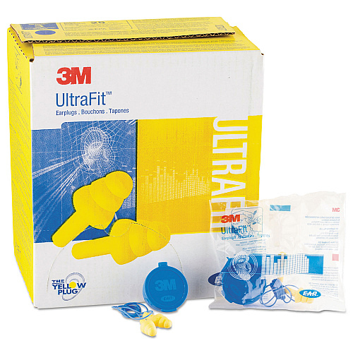 3M E-A-R UltraFit Multi-Use Earplugs, Corded, 25NRR, Yellow/Blue, 50 Pairs (3404002)