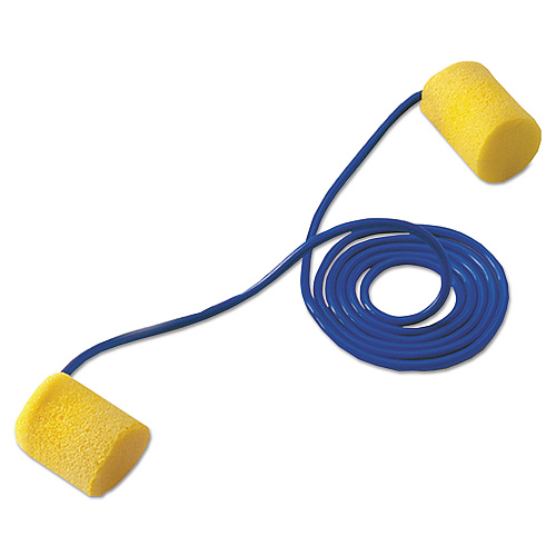 3M E-A-R Classic Earplugs, Corded, PVC Foam, Yellow, 200 Pairs/Box (3111101)