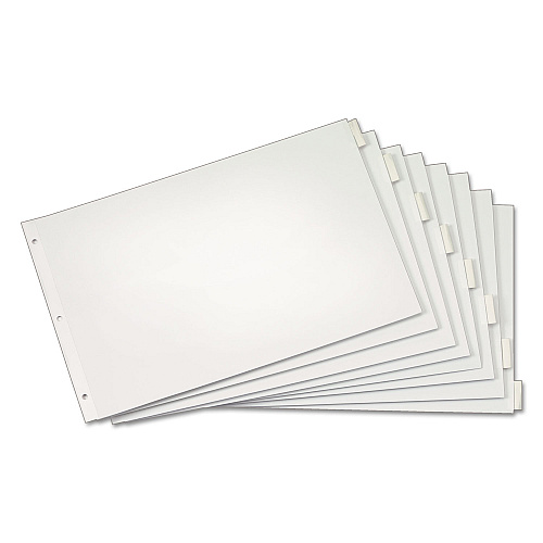 Cardinal Paper Insertable Dividers, 8-Tab, 11 x 17, White, Clear Tabs, 1 Set (84815)