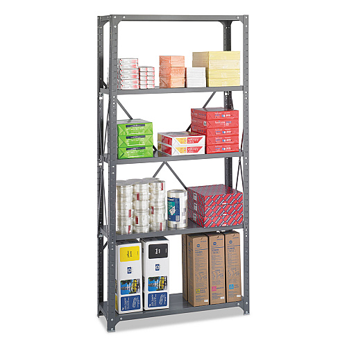 Safco Commercial Steel Shelving Unit, Five-Shelf, 36w x 12d x 75h, Dark Gray (6265)