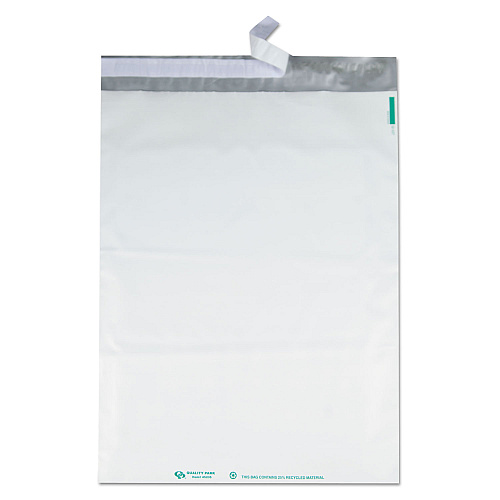 Quality Park Redi-Strip Poly Mailer, #6, Square Flap, Redi-Strip Adhesive Closure, 14 x 19, White, 100/Pack (45235)