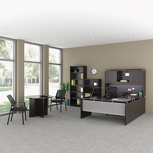 Alera Valencia Round Conference Table with Legs, 42" Diameter x 29.5h, Espresso (ALEVA7142ES)