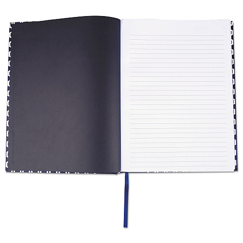 Universal Casebound Hardcover Notebook, 1-Subject, Wide/Legal Rule, Dark Blue/White Cover, (150) 10.25 x 7.63 Sheets (UNV66351)