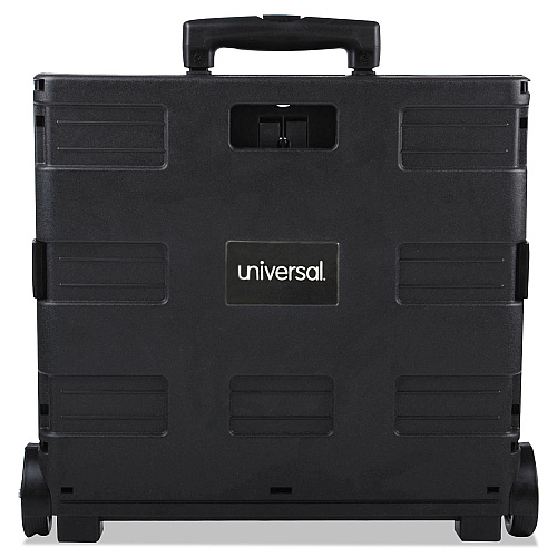 Universal Collapsible Mobile Storage Crate, Plastic, 18.25 x 15 x 18.25 to 39.37, Black (UNV14110)