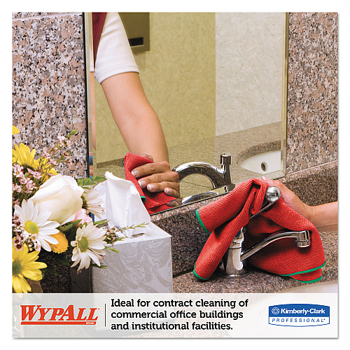 WypAll Microfiber Cloths, Reusable, 15.75 x 15.75, Red, 6/Pack, 4 Packs/Carton (83980)