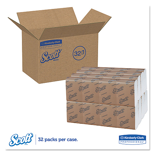 Scott Low-Fold Dispenser Napkins, 1-Ply, 12" x 7", White, 250/Pack, 32 Packs/Carton (98720)