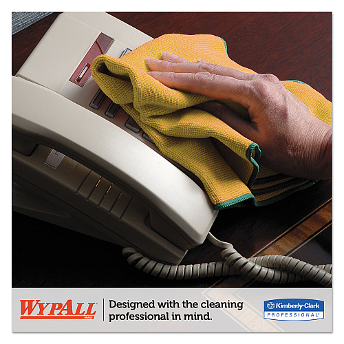 WypAll Microfiber Cloths, Reusable, 15.75 x 15.75, Yellow, 6/Pack 15.75" Length x 15.75" Width - Eco-friendly, Absorbent, Durable, Launderable, Washable - Yellow - 6 / Pack (83610)