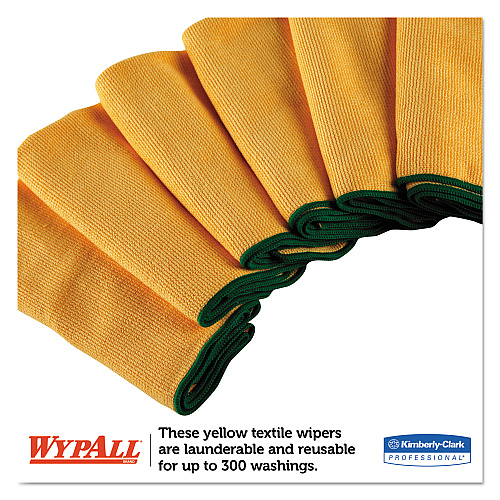 WypAll Microfiber Cloths, Reusable, 15.75 x 15.75, Yellow, 6/Pack 15.75" Length x 15.75" Width - Eco-friendly, Absorbent, Durable, Launderable, Washable - Yellow - 6 / Pack (83610)