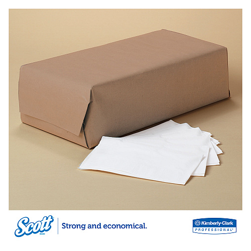 Scott 1/8-Fold Dinner Napkins, 2-Ply, 17 x 14 63/100, White, 300/Pack, 10 Packs/Carton (98200)