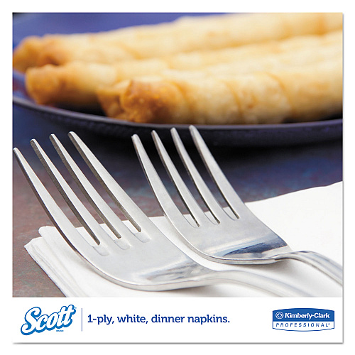 Scott 1/8-Fold Dinner Napkins, 2-Ply, 17 x 14 63/100, White, 300/Pack, 10 Packs/Carton (98200)