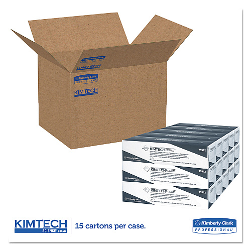 Kimtech Precision Wipers, POP-UP Box, 1-Ply, 11.8 x 11.8, Unscented, White, 196/Box, 15 Boxes/Carton (75512)