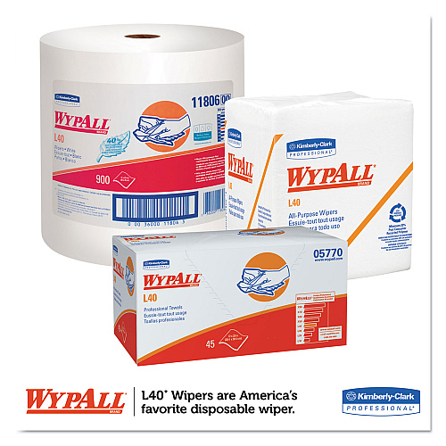WypAll L40 Towels, Dry Up Towels, 19.5 x 42, White, 200 Towels/Roll (05860)