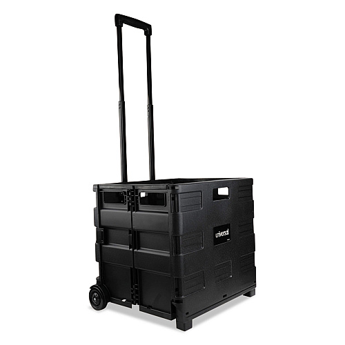 Universal Collapsible Mobile Storage Crate, Plastic, 18.25 x 15 x 18.25 to 39.37, Black (UNV14110)