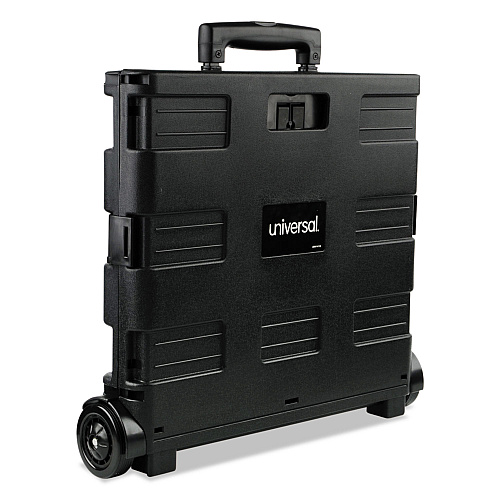 Universal Collapsible Mobile Storage Crate, Plastic, 18.25 x 15 x 18.25 to 39.37, Black (UNV14110)