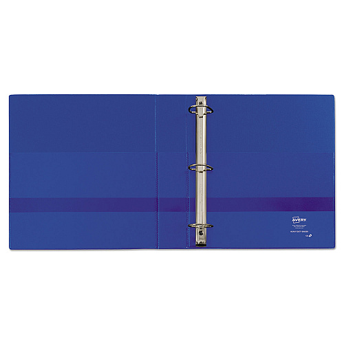 Avery Heavy-Duty Non-View Binder with DuraHinge and One Touch EZD Rings, 3 Rings, 1.5" Capacity, 11 x 8.5, Blue 1 1/2" Binder Capacity - Letter - 8 1/2" x 11" Sheet Size - 400 Sheet Capacity - 1.50" Ring(s) - Fastener(s): Ring - Pocket(s): 4, Inte (79885)