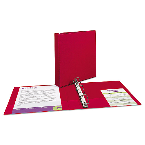Avery Durable Non-View Binder with DuraHinge and Slant Rings, 3 Rings, 1.5" Capacity, 11 x 8.5, Red (27202)