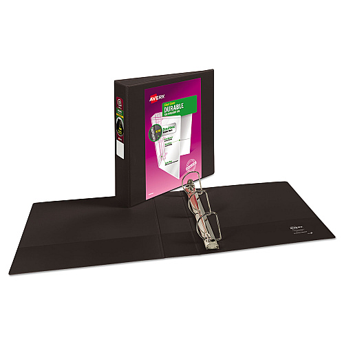 Avery Durable View Binder with DuraHinge and Slant Rings, 3 Rings, 2" Capacity, 11 x 8.5, Black (17031)