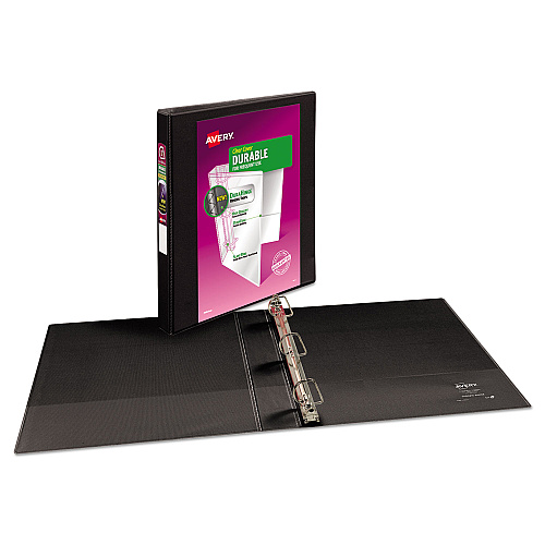 Avery Durable View Binder with DuraHinge and Slant Rings, 3 Rings, 1" Capacity, 11 x 8.5, Black (17011)