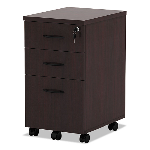 Alera Valencia Series Mobile Pedestal File, Left/Right, 3-Drawers: Box/Box/File, Legal/Letter, Mahogany, 15.88 x 20.5 x 28.38 (ALEVA572816MY)
