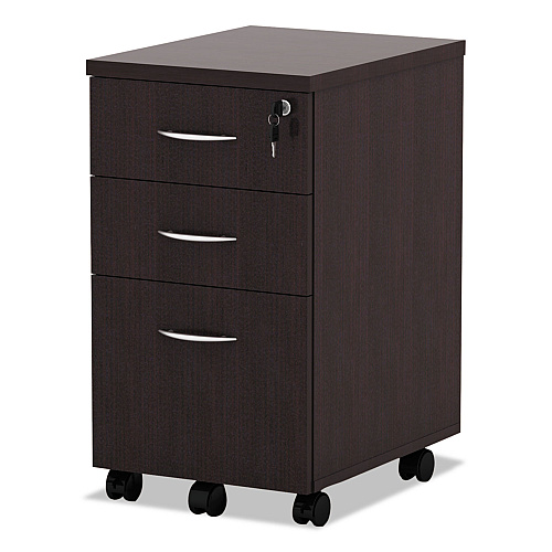 Alera Valencia Series Mobile Pedestal File, Left/Right, 3-Drawer: Box/Box/File, Legal/Letter, Espresso, 15.88 x 20.5 x 28.38 (ALEVA572816ES)