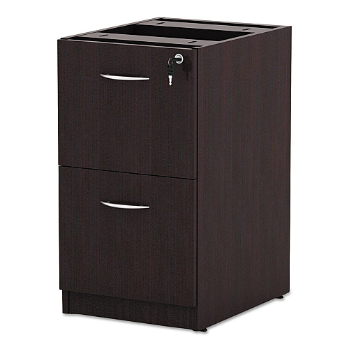 Alera Valencia Series Full Pedestal File, Left or Right, 2 Legal/Letter-Size File Drawers, Espresso, 15.63" x 20.5" x 28.5" (ALEVA542822ES)