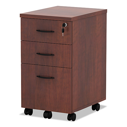 Alera Valencia Series Mobile Pedestal File, Left/Right, 3-Drawer: Box/Box/File, Legal/Letter, Cherry, 15.88" x 20.5" x 28.38" (ALEVA572816MC)
