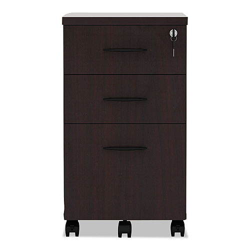 Alera Valencia Series Mobile Pedestal File, Left/Right, 3-Drawers: Box/Box/File, Legal/Letter, Mahogany, 15.88 x 20.5 x 28.38 (ALEVA572816MY)