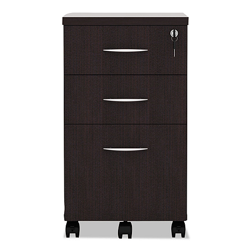 Alera Valencia Series Mobile Pedestal File, Left/Right, 3-Drawer: Box/Box/File, Legal/Letter, Espresso, 15.88 x 20.5 x 28.38 (ALEVA572816ES)