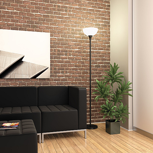 Alera Floor Lamp, 71" High, Translucent Plastic Shade, 11.25w x 11.25d x 71h, Matte Black (ALELMPF72B)