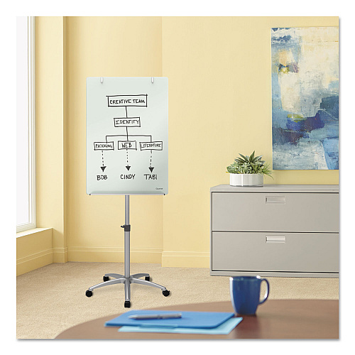 Quartet Infinity Glass Mobile Presentation Easel, 3 ft x 2 ft, Silver/White (ECM32G)