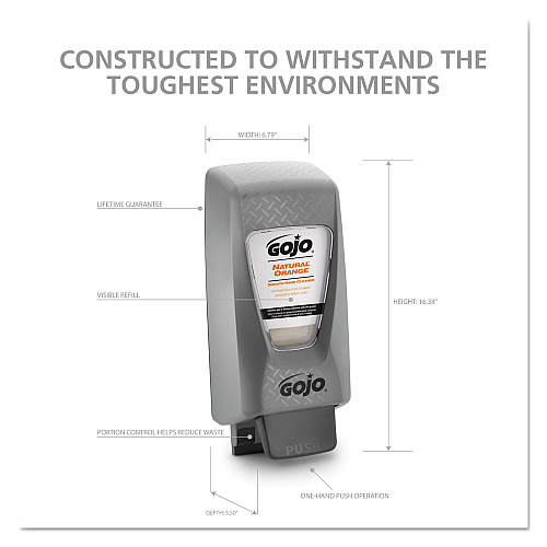 GOJO PRO 2,000 Hand Soap Dispenser, 2,000 mL, 7.06 x 5.9 x 17.2, Black (720001)