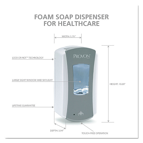 Ltx-12 Dispenser, 1,200 Ml, 5.75 X 3.38 X 10.63, Gray/white, 4/carton