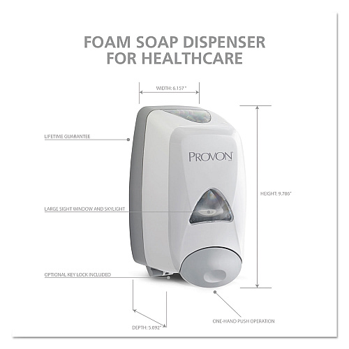 PROVON FMX-12T Foam Soap Dispenser, 1,250 mL, 6.25 x 5.12 x 9.88, Dove Gray (516006)
