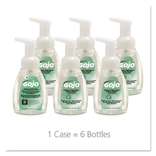 GOJO Green Certified Foam Soap, Fragrance-Free, 7.5 oz, 6/Carton (571506CT)