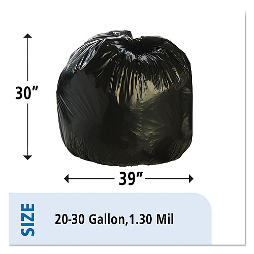 AbilityOne 8105013862290, SKILCRAFT Recycled Content Trash Can Liners, 30 gal, 1.3 mil, 30" x 39", Black/Brown, 100/Carton