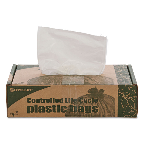 Stout by Envision Controlled Life-Cycle Plastic Trash Bags, 13 gal, 0.7 mil, 24" x 30", White, 120/Box (G2430W70)