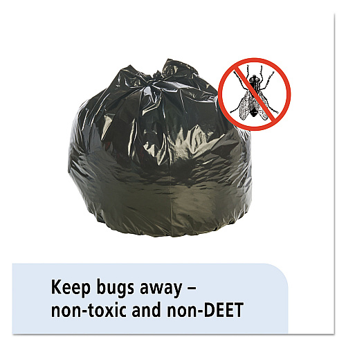 AbilityOne 8105015346819, SKILCRAFT Insect Repellent Trash Bags, 45 gal, 2 mil, 40" x 45", Black, Flat Pack, 65/Box