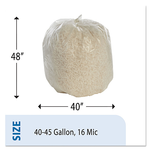 AbilityOne 8105015574973, SKILCRAFT High Density Coreless Roll Can Liners, 45 gal, 16 mic, 40" x 48", Natural, Perforated Roll, 250/Box