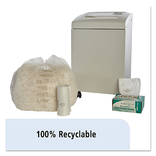 AbilityOne 8105015574975, SKILCRAFT Medium-Duty Shredder Bags, 10 gal Capacity, 100/BX