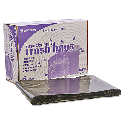 AbilityOne 8105015346819, SKILCRAFT Insect Repellent Trash Bags, 45 gal, 2 mil, 40" x 45", Black, Flat Pack, 65/Box